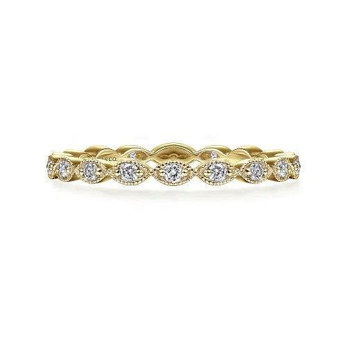 14K Yellow Gold Marquise Station Diamond Stackable Ring