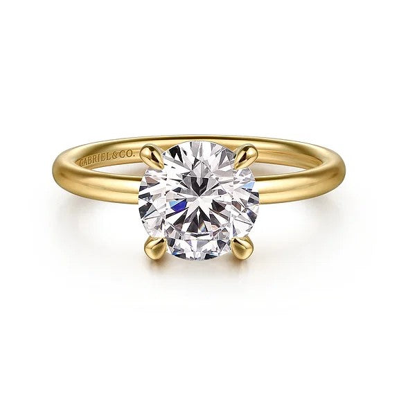 Tiana - 14K Yellow Gold Round Solitaire Diamond Engagement Ring (Setting Only)