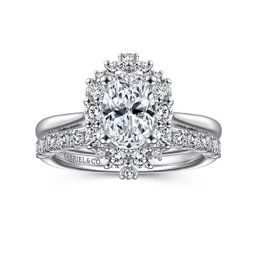 Jada - 14K White Gold Oval Halo Diamond Engagement Ring (Setting Only)