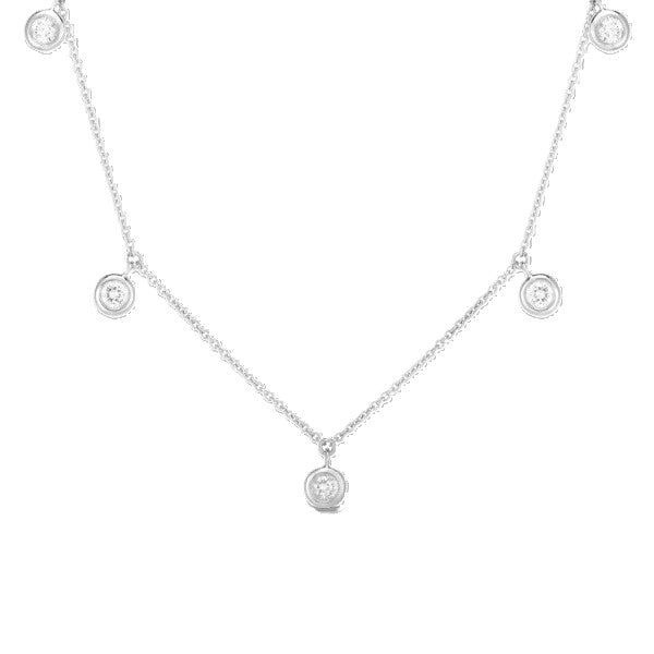 18K GOLD DIAMONDS BY THE INCH DANGLING FIVE STATION NECKLACE