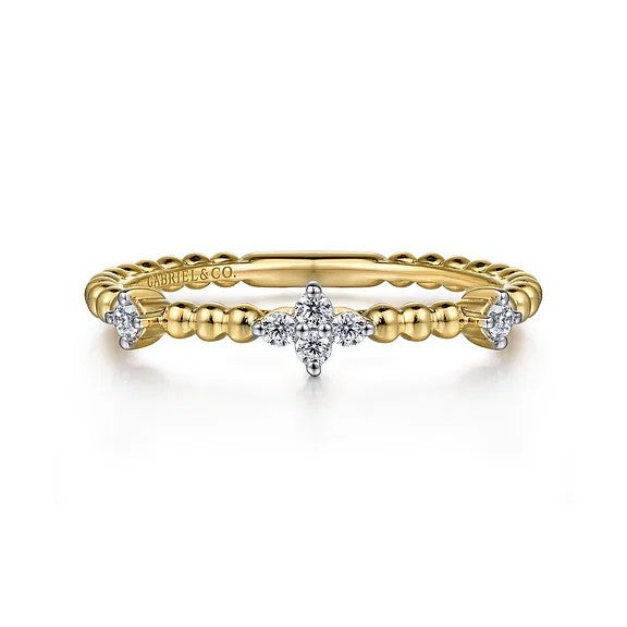 14K Yellow Gold Diamond Station Bujukan Stackable Ring