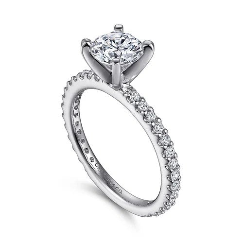 Logan - 14K White Gold Round Diamond Engagement Ring