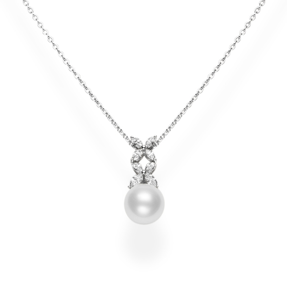 White South Sea Cultured Pearl and Diamond Pendant in 18K White Gold