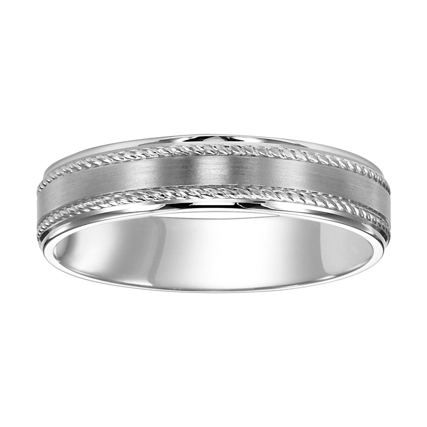 White Gold Engraved Men's Wedding Band