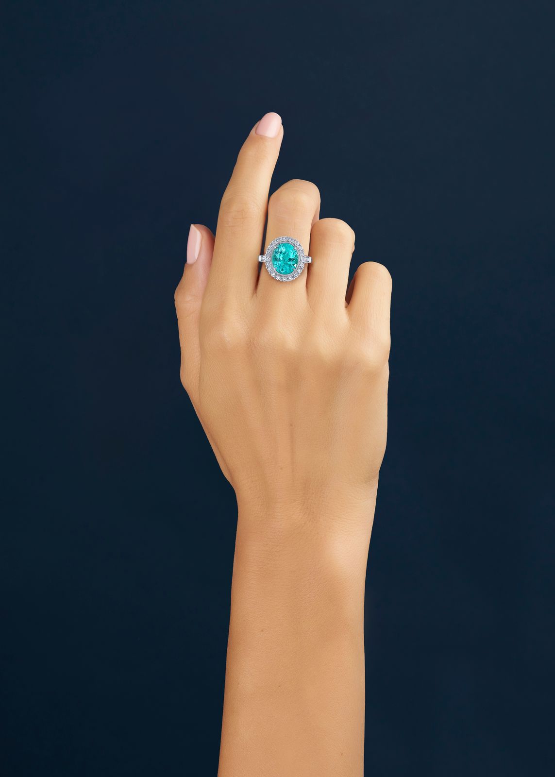 Oval Paraiba Tourmaline and Diamond Ring in Platinum