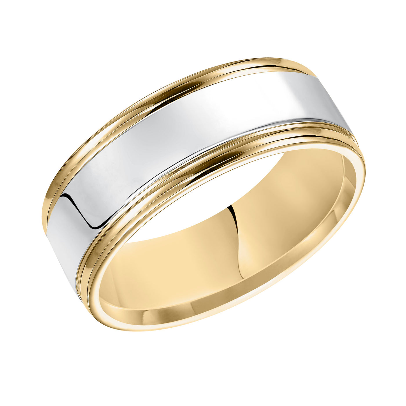 White and Yellow Gold 8mm Men's Wedding Band