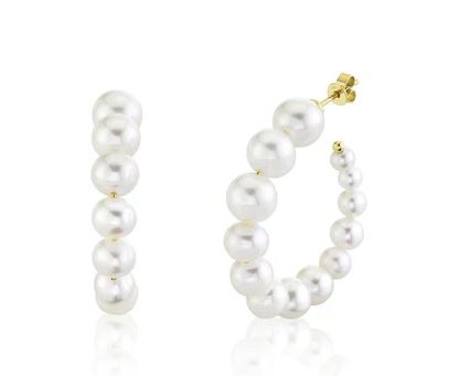 CULTURED PEARL HOOP EARRING