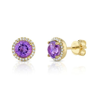 0.14CT DIAMOND & 1.61CT AMETHYST STUD EARRING