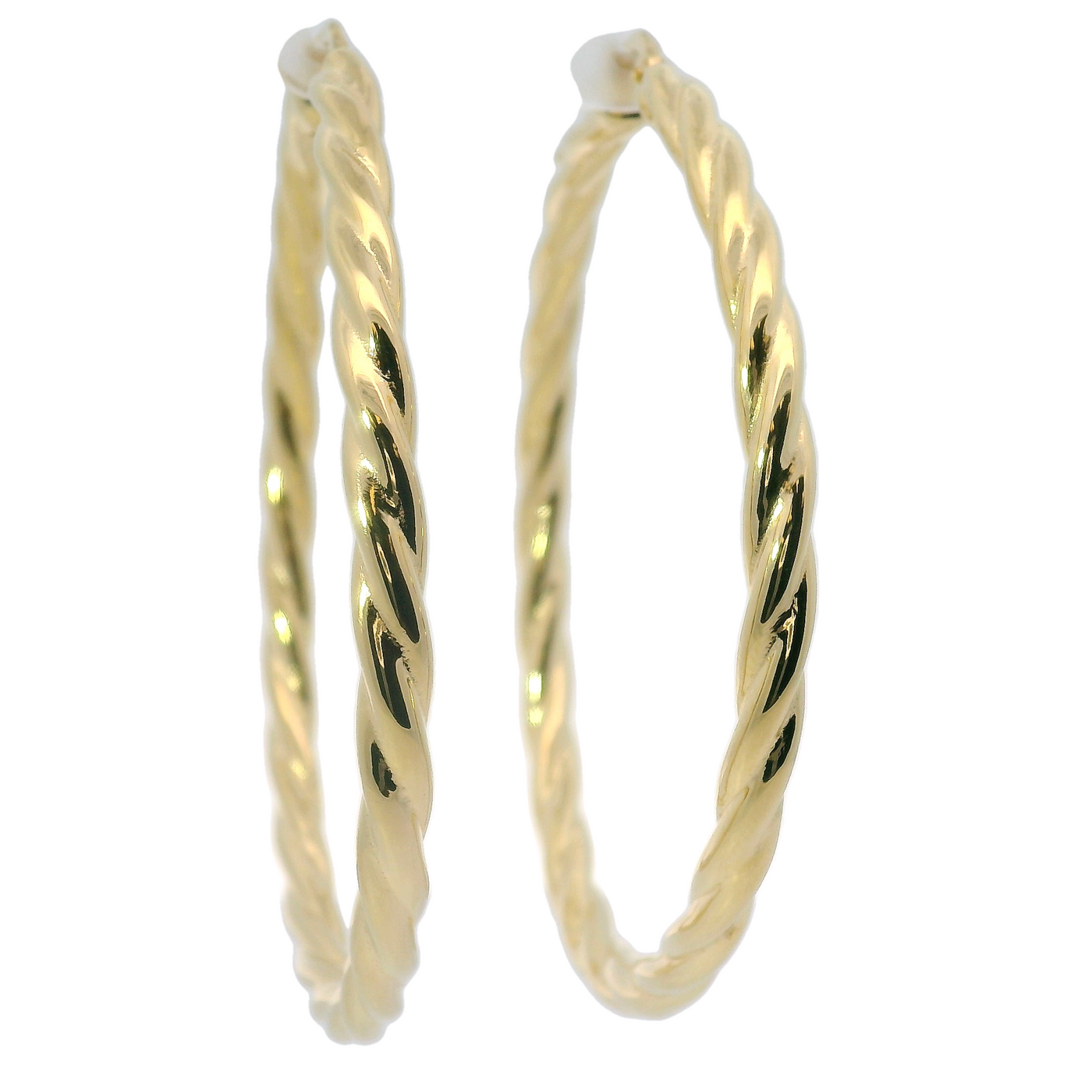 18K YELLOW DESIGNER GOLD MEDIUM TWISTED HOOP EARRINGS