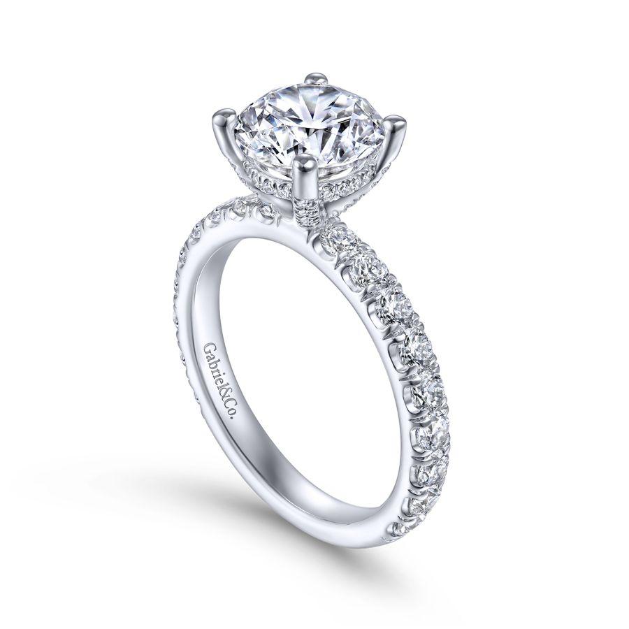 Ulani - 14K White Gold Round Diamond Engagement Ring (Setting Only)