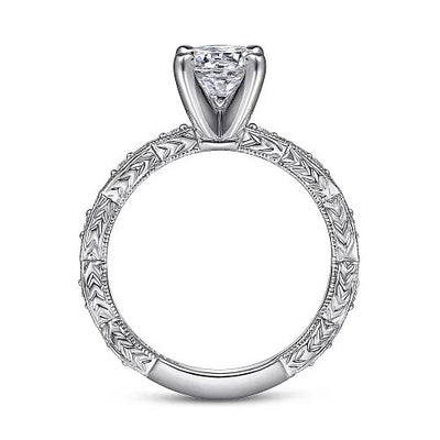 Sadie - Vintage Inspired 14K White Gold Round Diamond Engagement Ring (Setting Only)