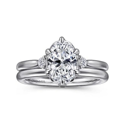 Blaise - 14K White Gold Oval Three Stone Diamond Engagement Ring (Setting Only)