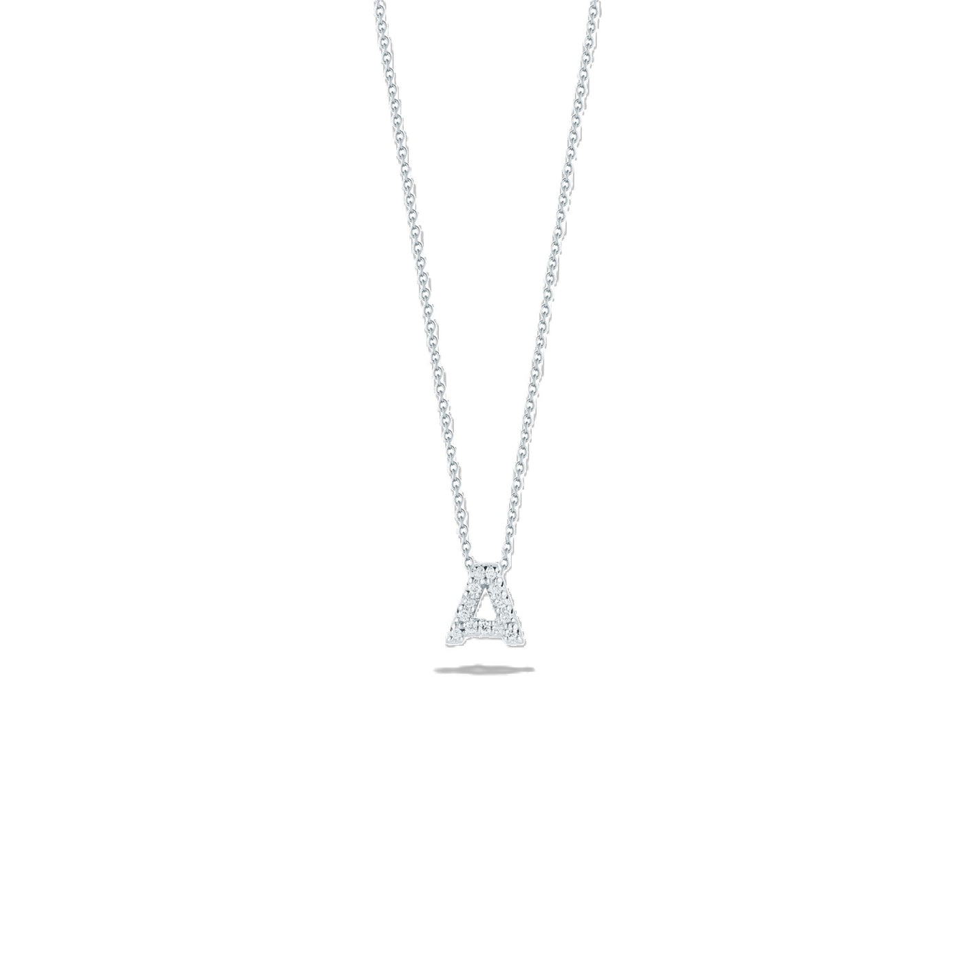 18K WHITE GOLD TINY TREASURES DIAMOND LOVE LETTER “A” NECKLACE