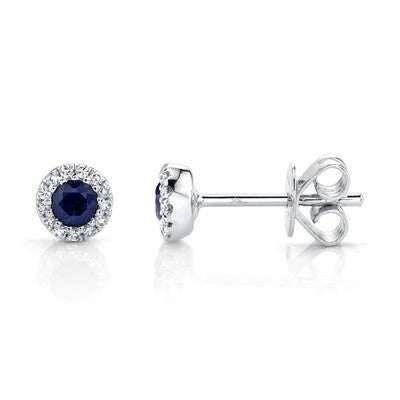 0.08CT DIAMOND & 0.28CT BLUE SAPPHIRE STUD EARRING