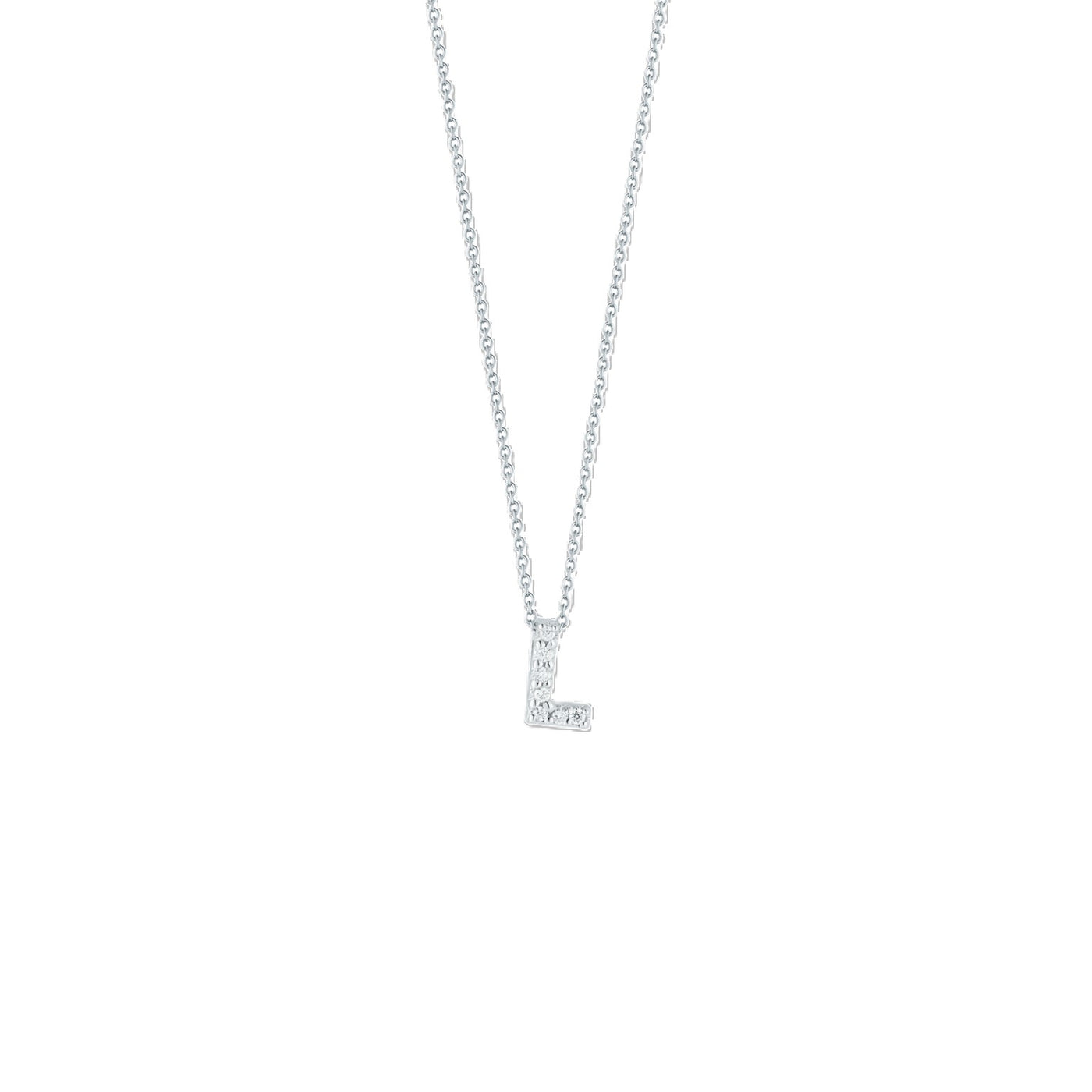 18K WHITE GOLD TINY TREASURES DIAMOND LOVE LETTER “L” NECKLACE