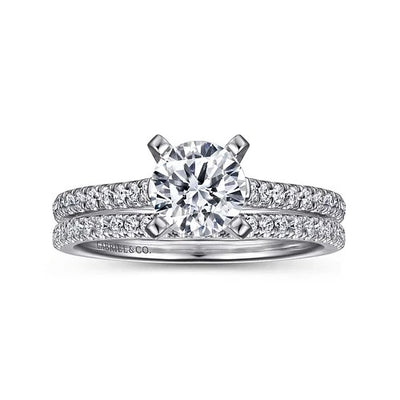 14K White Gold Round Diamond Engagement Ring