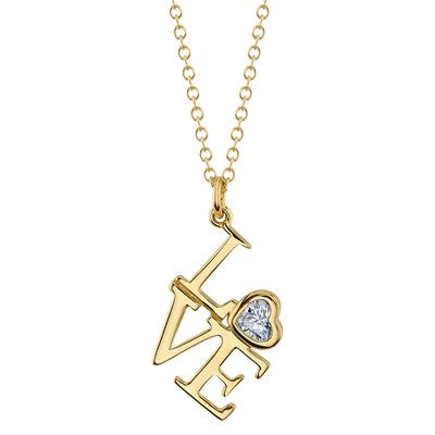 0.11CT DIAMOND BEZEL "LOVE" NECKLACE