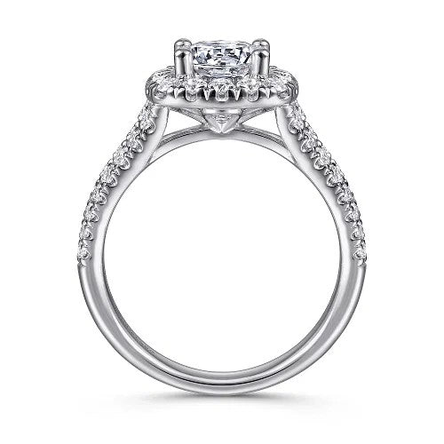 James - 14K White Gold Cushion Halo Round Diamond Engagement Ring