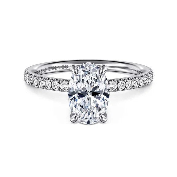 Twain - 14K White Gold Oval Diamond Engagement Ring (Setting Only)