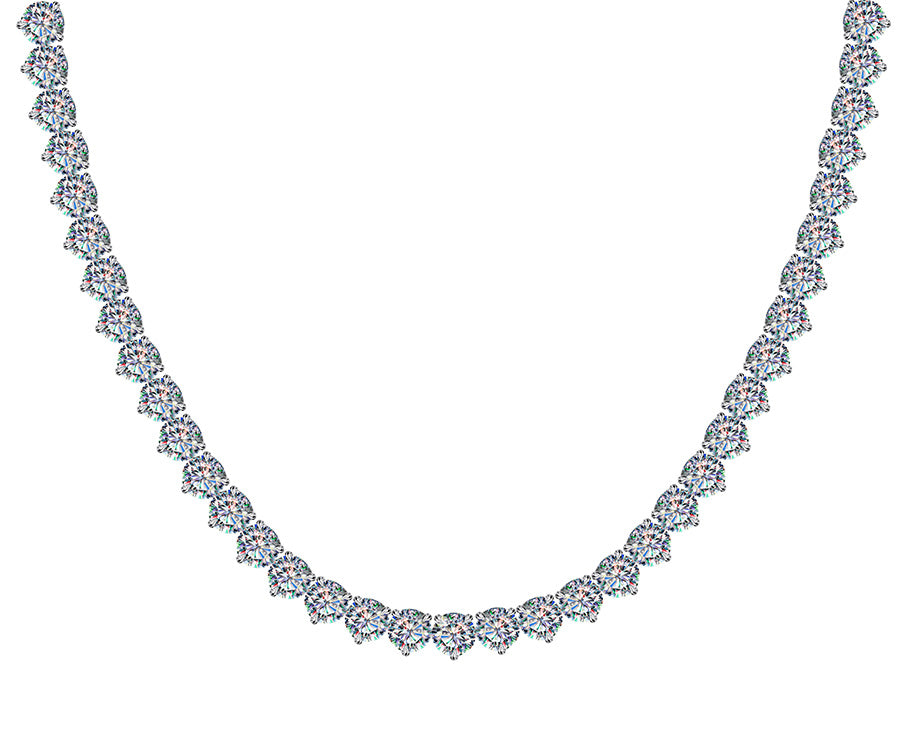 14KT WHITE GOLD 17.79CTW FOF RD DIA TENNIS NECKLACE 16"