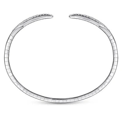 14K White Gold Split Diamond Spike Bangle