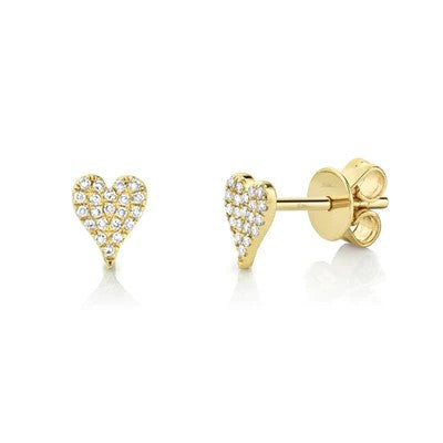 0.10CT DIAMOND PAVE HEART STUD EARRING