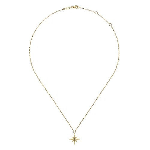 14K Yellow Gold Star Pendant Necklace