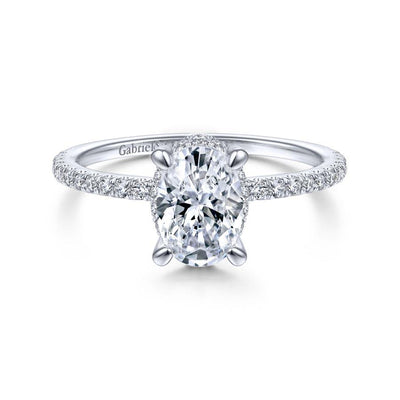 Hart - 14K White Gold Hidden Halo Oval Diamond Engagement Ring (Setting Only)