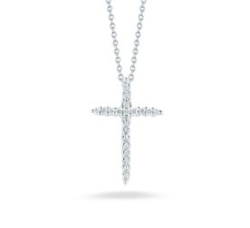 18K WHITE GOLD TINY TREASURES DIAMOND SLIVER CROSS NECKLACE