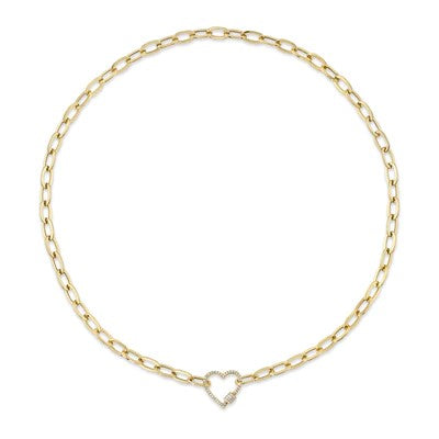 0.20CT DIAMOND HEART PAPER CLIP LINK NECKLACE