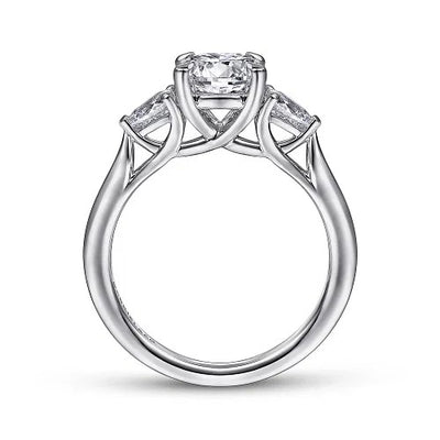 Sunday - 14K White Gold Round 3 Stone Diamond Engagement Ring (Setting Only)