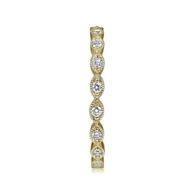 14K Yellow Gold Marquise Station Diamond Stackable Ring