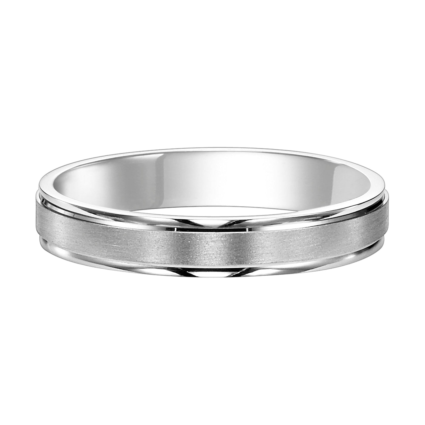 White Gold 4mm Comfort Fit Men's Wedding Band