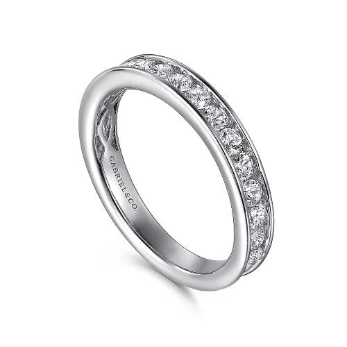 Toledo - 14K White Gold Channel Set Diamond Wedding Band - 0.76 ct