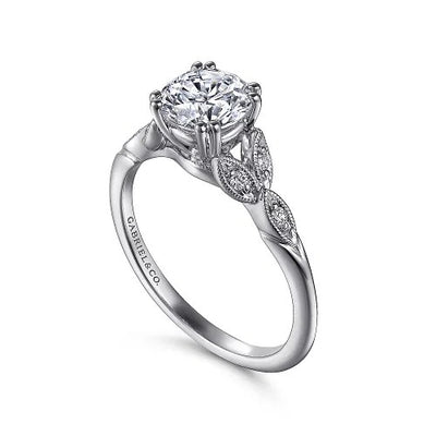 Celia - 14K White Gold Round Diamond Engagement Ring (setting only)