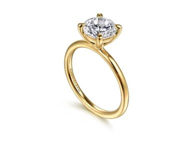 Tiana - 14K Yellow Gold Round Solitaire Diamond Engagement Ring (Setting Only)