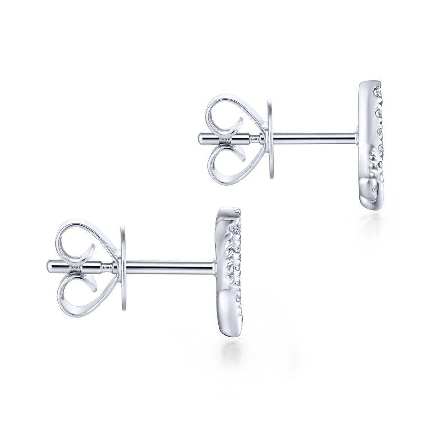 14K White Gold Tapered X Diamond Stud Earrings