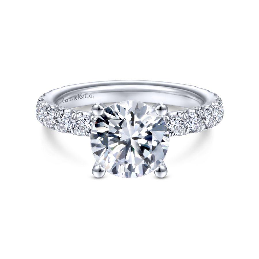 Ulani - 14K White Gold Round Diamond Engagement Ring (Setting Only)