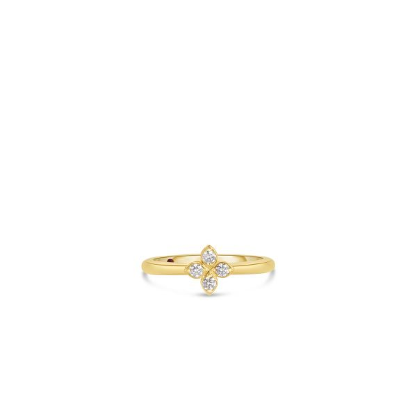 18K YELLOW GOLD LOVE IN VERONA SMALL PAVE DIAMOND FLOWER RING