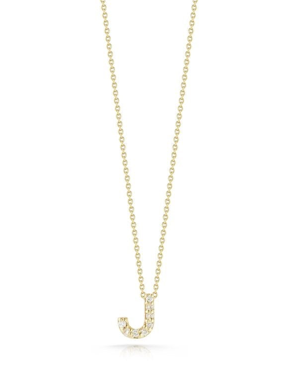 18K YELLOW GOLD TINY TREASURES DIAMOND LOVE LETTER “J” NECKLACE