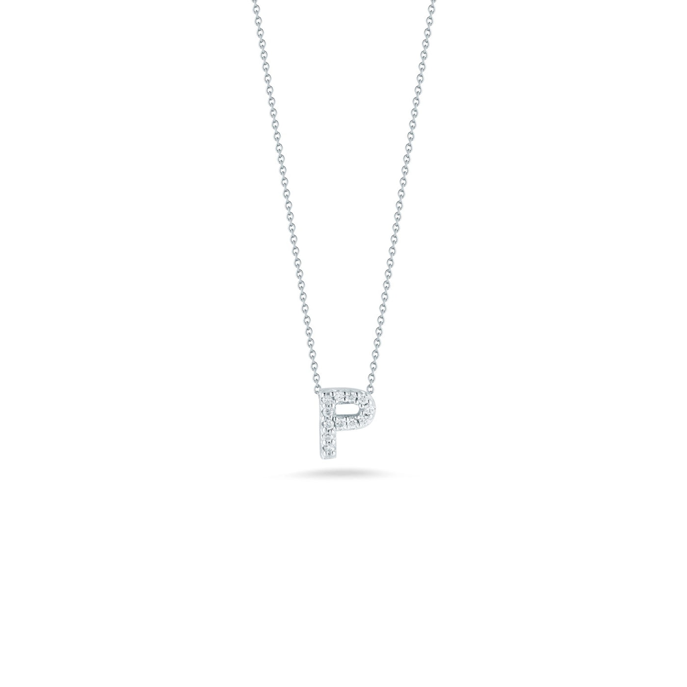 18K WHITE GOLD TINY TREASURES DIAMOND LOVE LETTER “P” NECKLACE