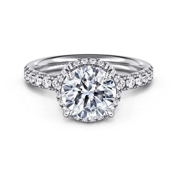 Talisa - 14K White Gold Round Hidden Halo Diamond Engagement Ring (Setting Only)