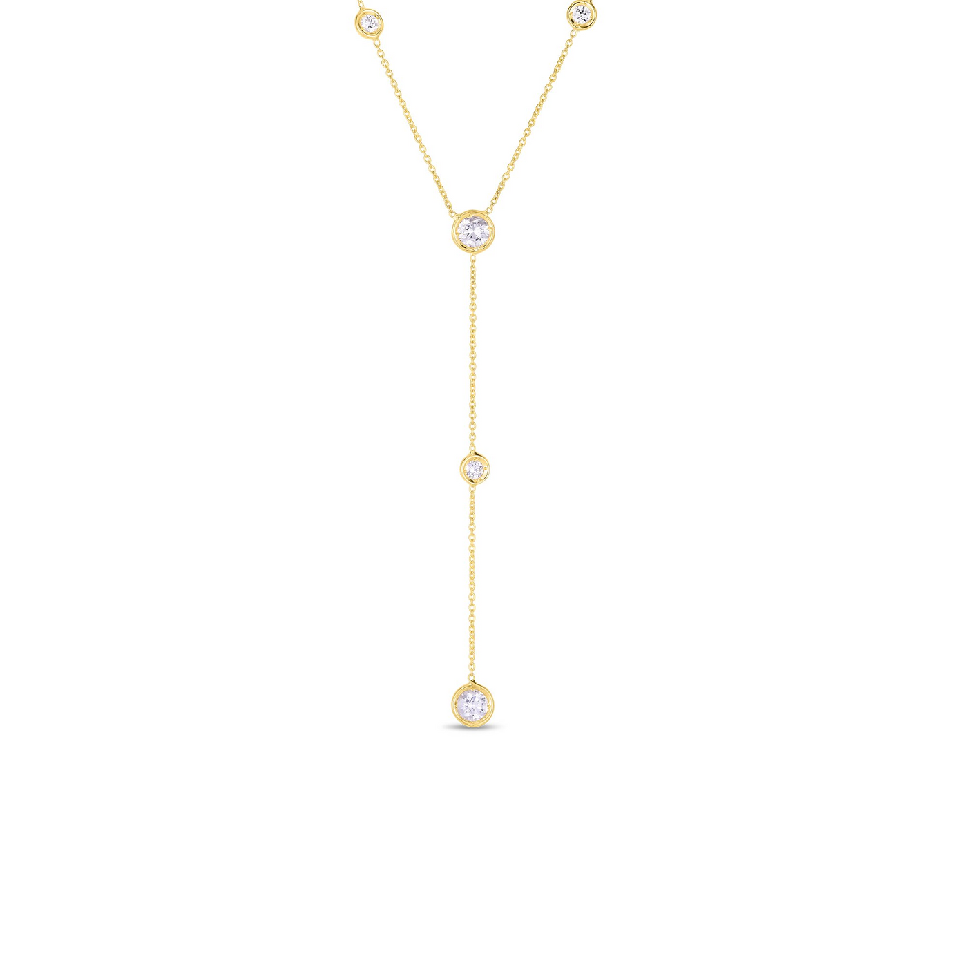 18K YELLOW GOLD DIAMONDS BY THE INCH 5 STATION ‘Y’ NECKLACE