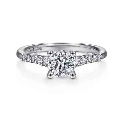 Reed - 14K White Gold Round Diamond Engagement Ring (Setting Only)