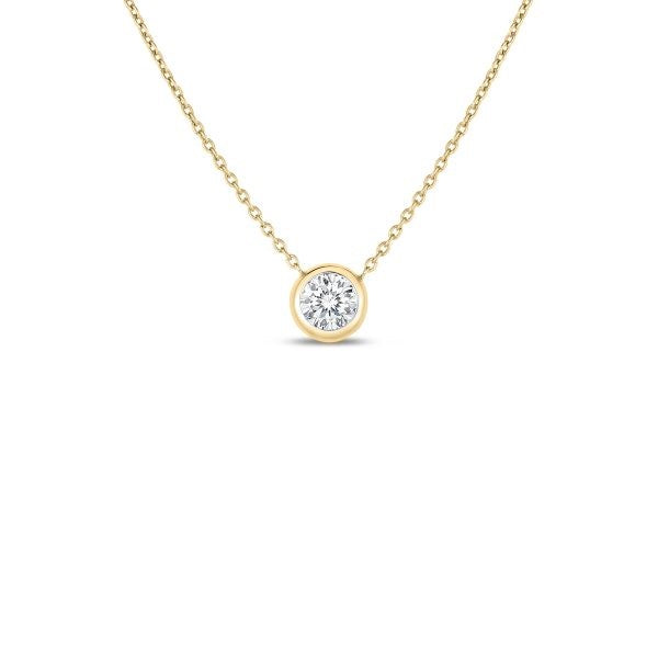 18K YELLOW GOLD DIAMONDS BY THE INCH BEZEL SET SOLITAIRE NECKLACE