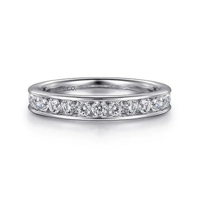 Toledo - 14K White Gold Channel Set Diamond Wedding Band - 0.76 ct