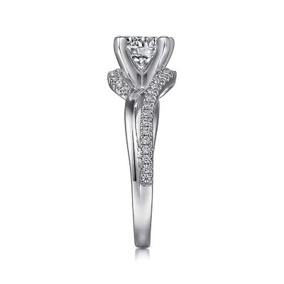 14K White Gold Round Bypass Diamond Engagement Ring