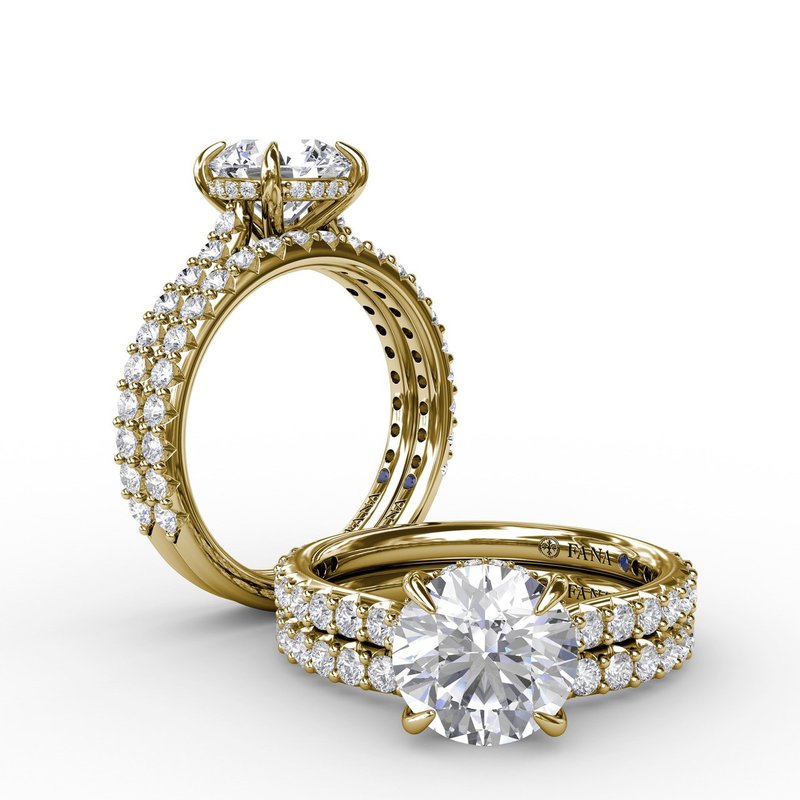 Classic Round Diamond Solitaire Engagement Ring With Hidden Pavé Halo