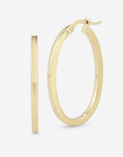 18K YELLOW DESIGNER GOLD THE PERFECT HOOP® SMALL SQUARE EDGED OVAL EARRINGS