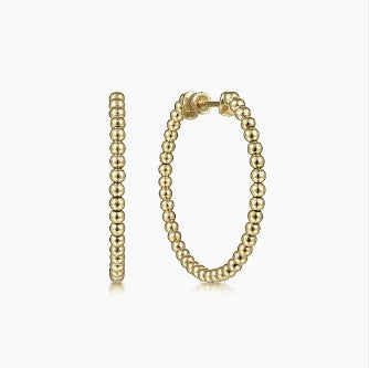 14K Yellow Gold 30mm Bujukan Classic Hoop Earrings